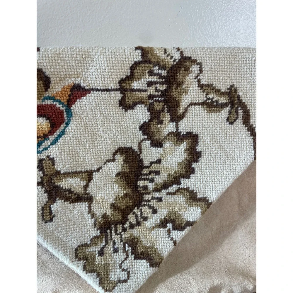 Moonbags Patricia Smith Designs Needlepoint Bird Floral Tapestry Clutch Tan